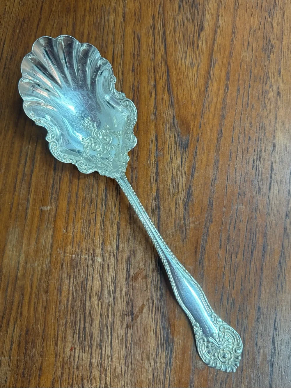 Sterling Silver Ornate Shell Serving Spoon - Elegant Home Dining Accent